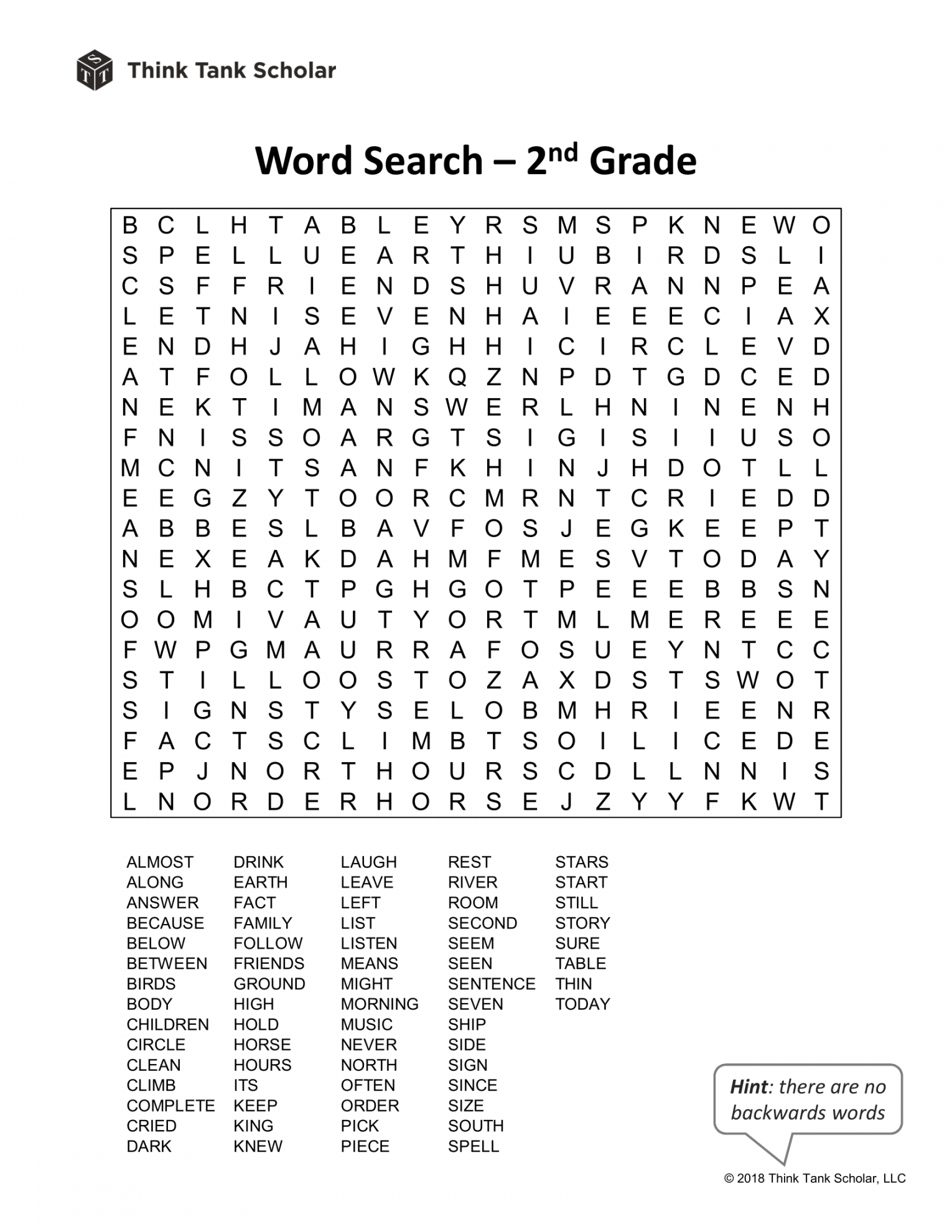 Sight Words Worksheet (FREE) Word Search nd Grade Printable