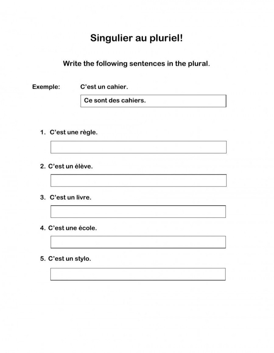 Singulier au pluriel worksheet  Live Worksheets