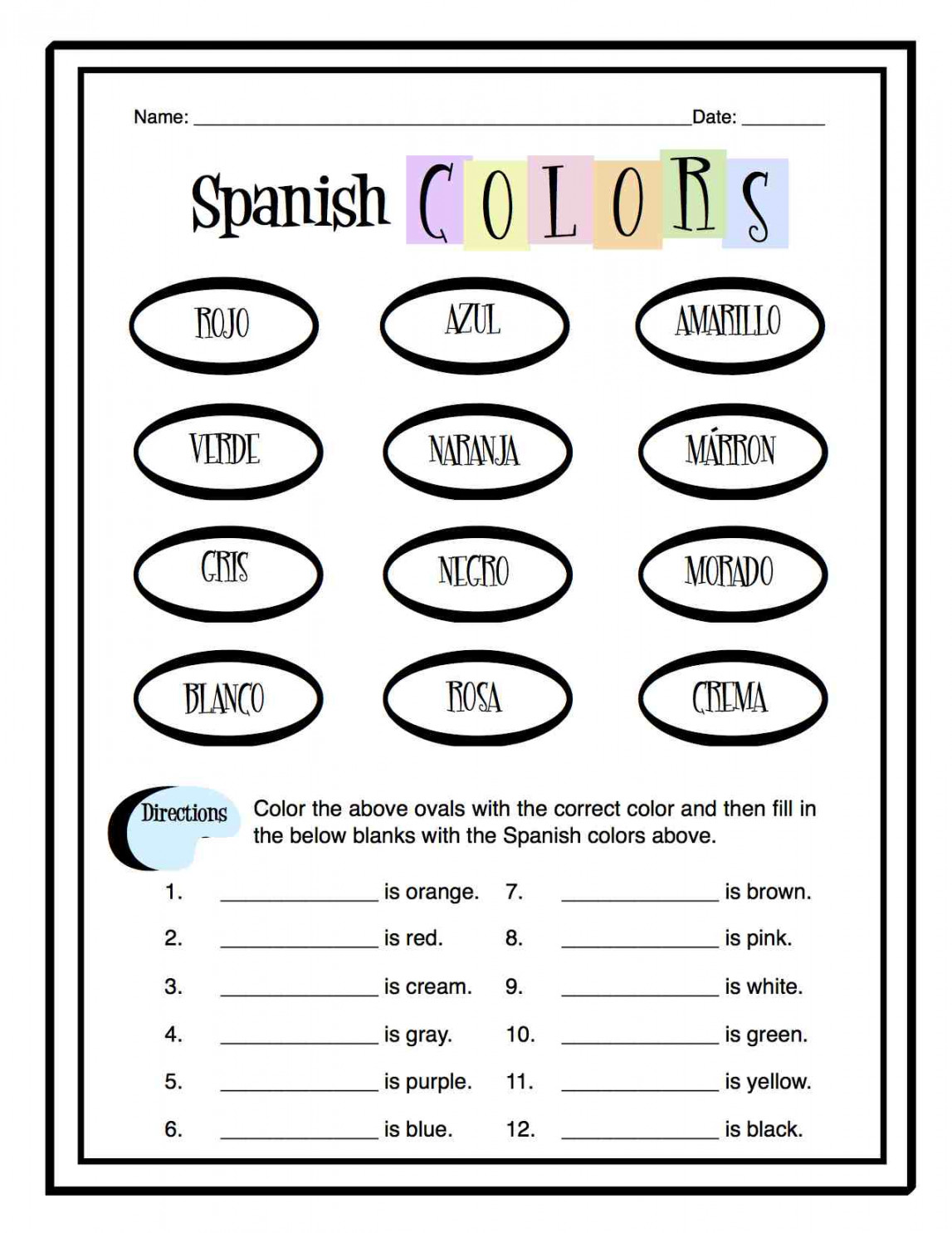 Spanish Colors Worksheet Packet  Made By Teachers