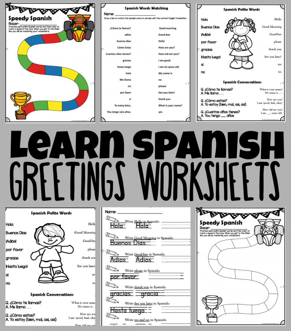 Spanish for Beginners - FREE Greetings Worksheets