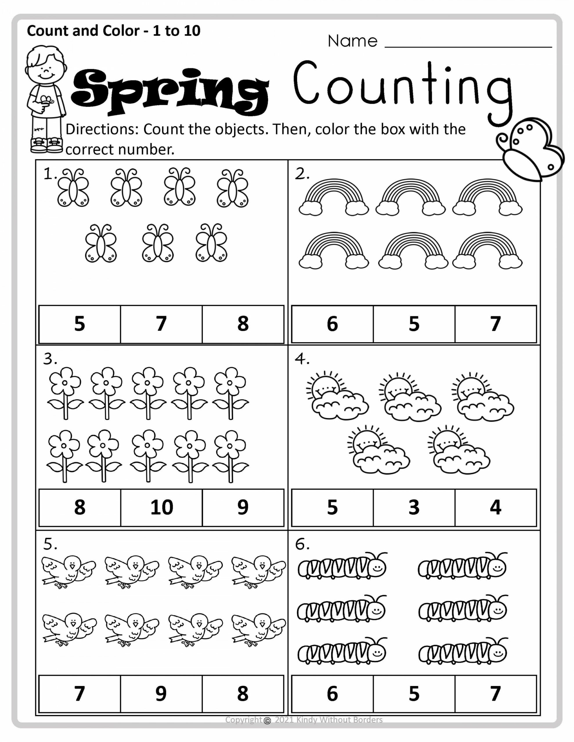 Spring Counting Printables for Preschool, Prekindergarten, and