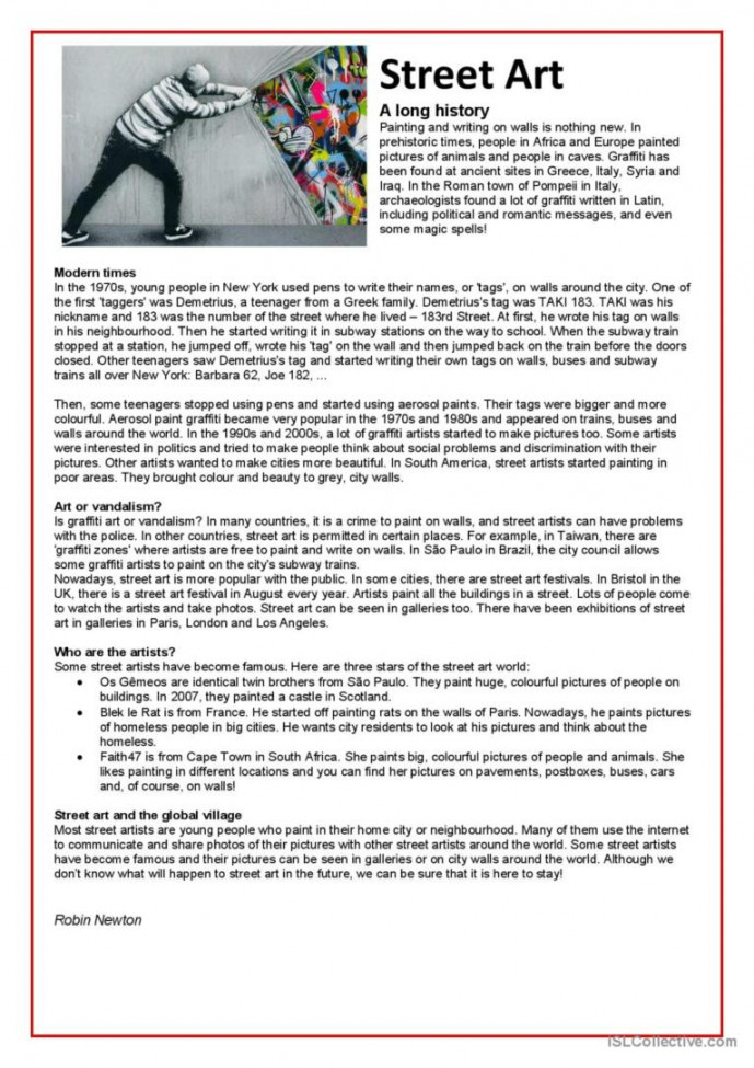 Street art reading for detail (deep: English ESL worksheets pdf & doc