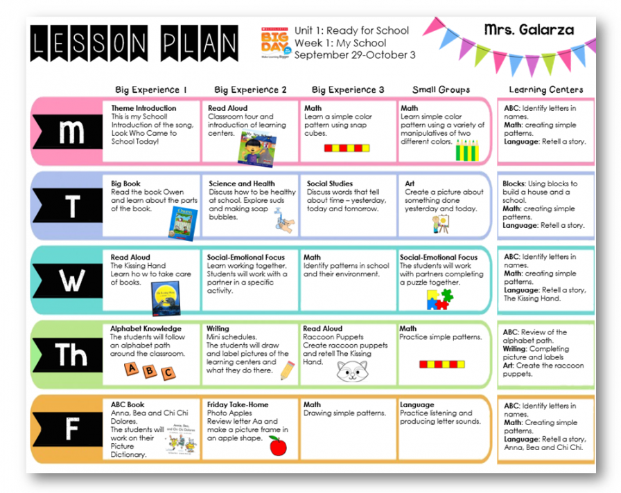 Teacher Week: When Thursday  Pre k lesson plans, Lesson plan