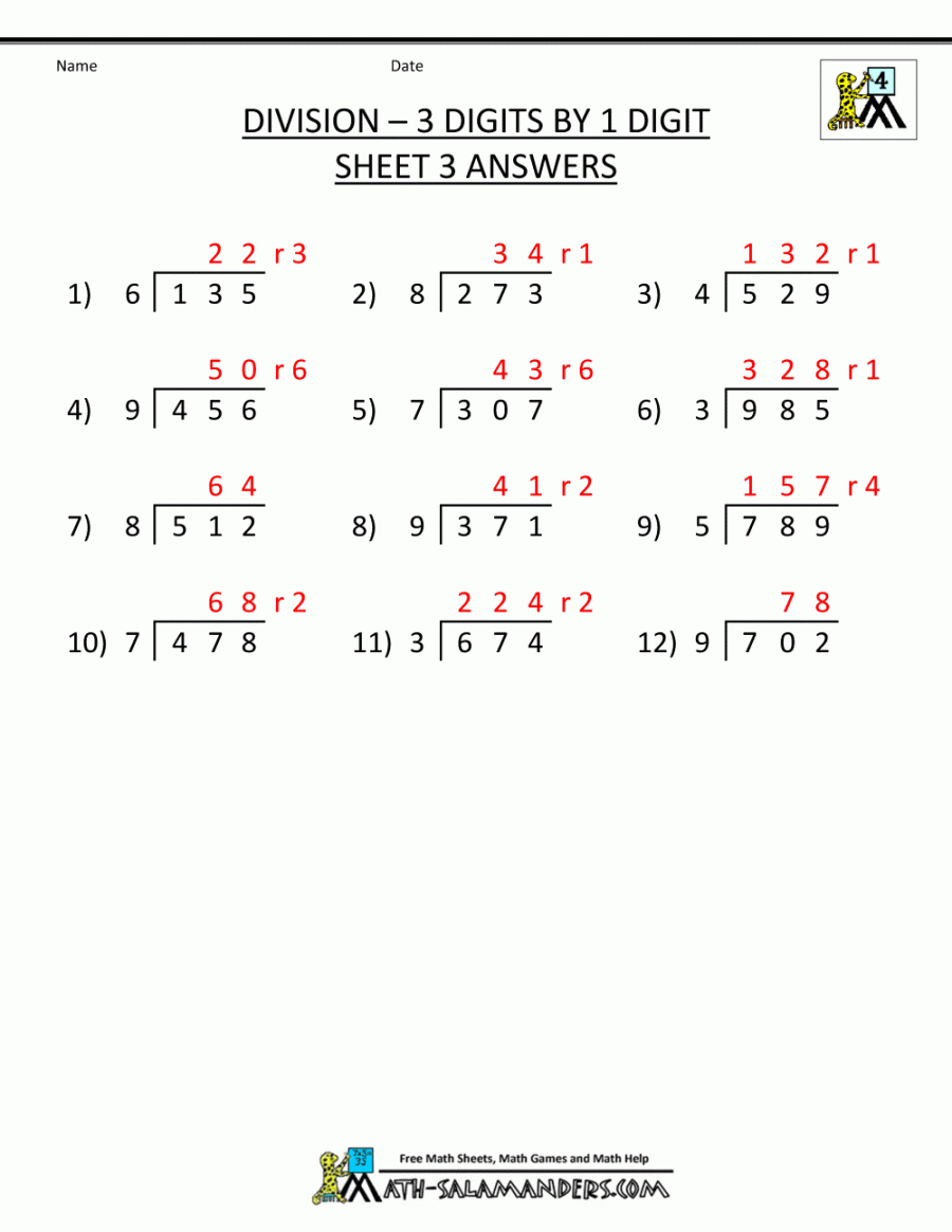 th Grade Long Division Worksheets