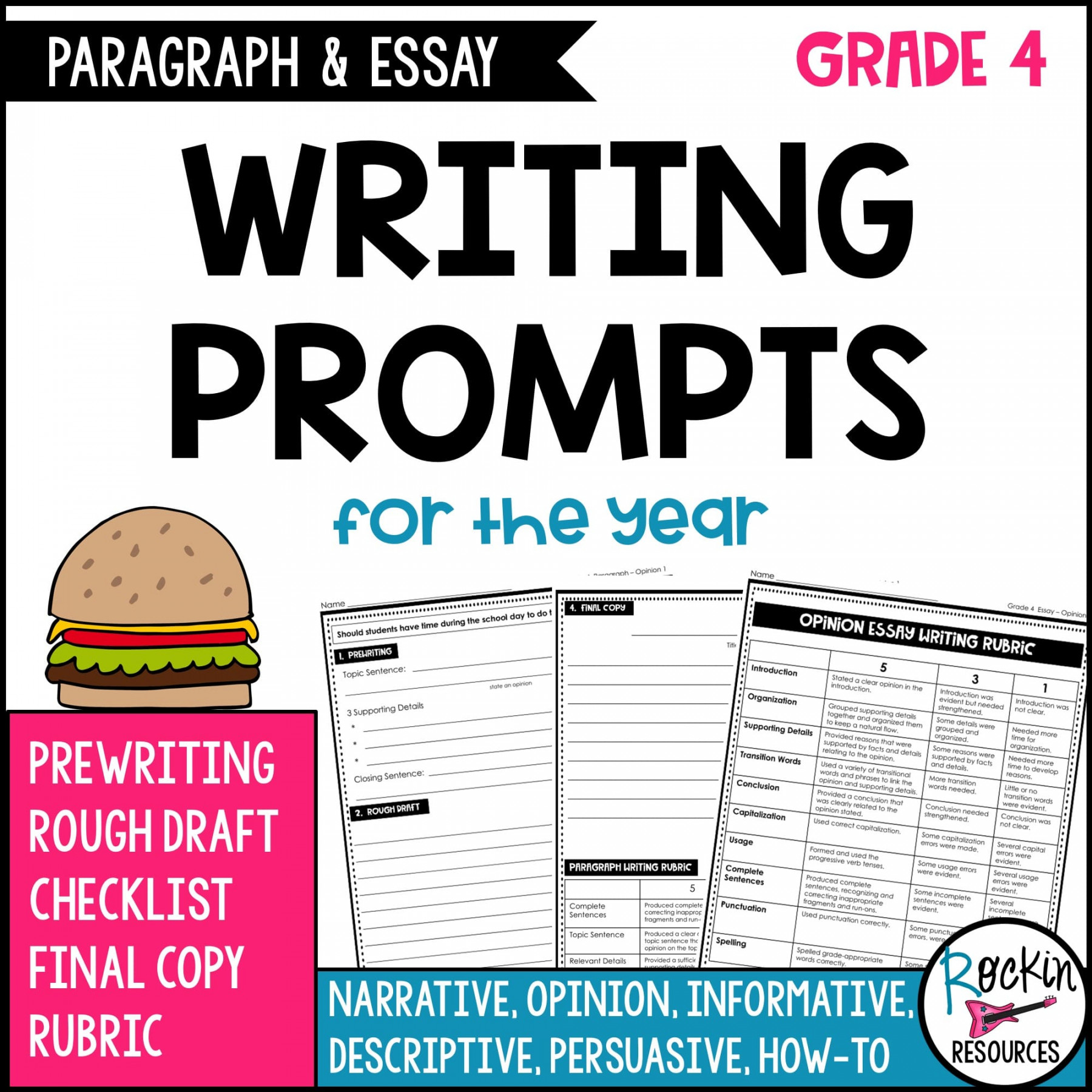 th Grade Writing Prompts for Paragraph and Essay Writing - Rockin