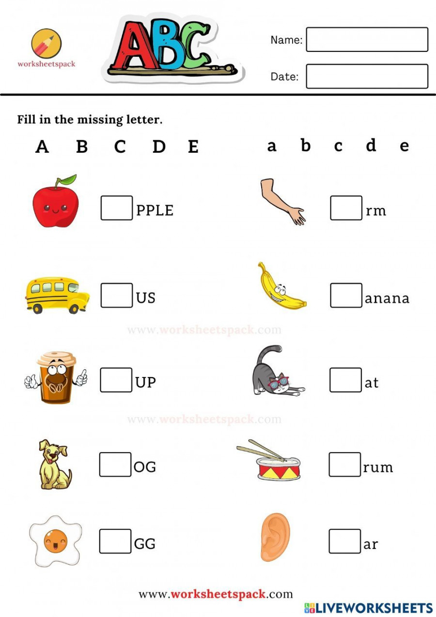 The alphabet online worksheet for Kindergarten