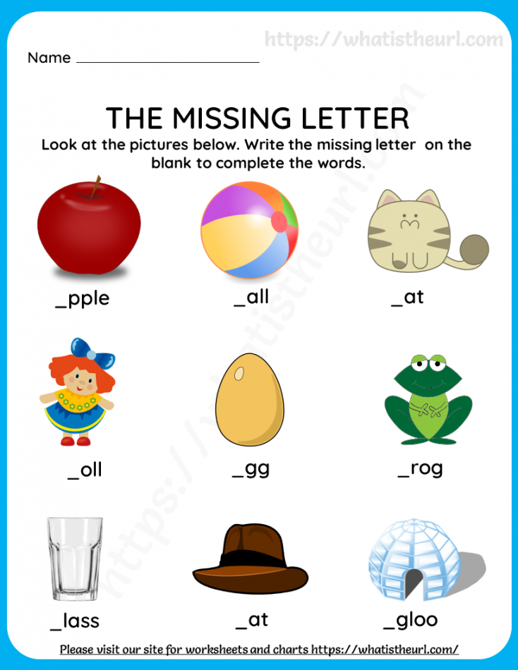 The Missing Letter Worksheets for Grade   Missing letter