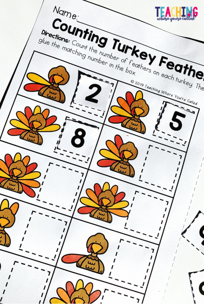 Turkey Math Freebies - Teaching Where You