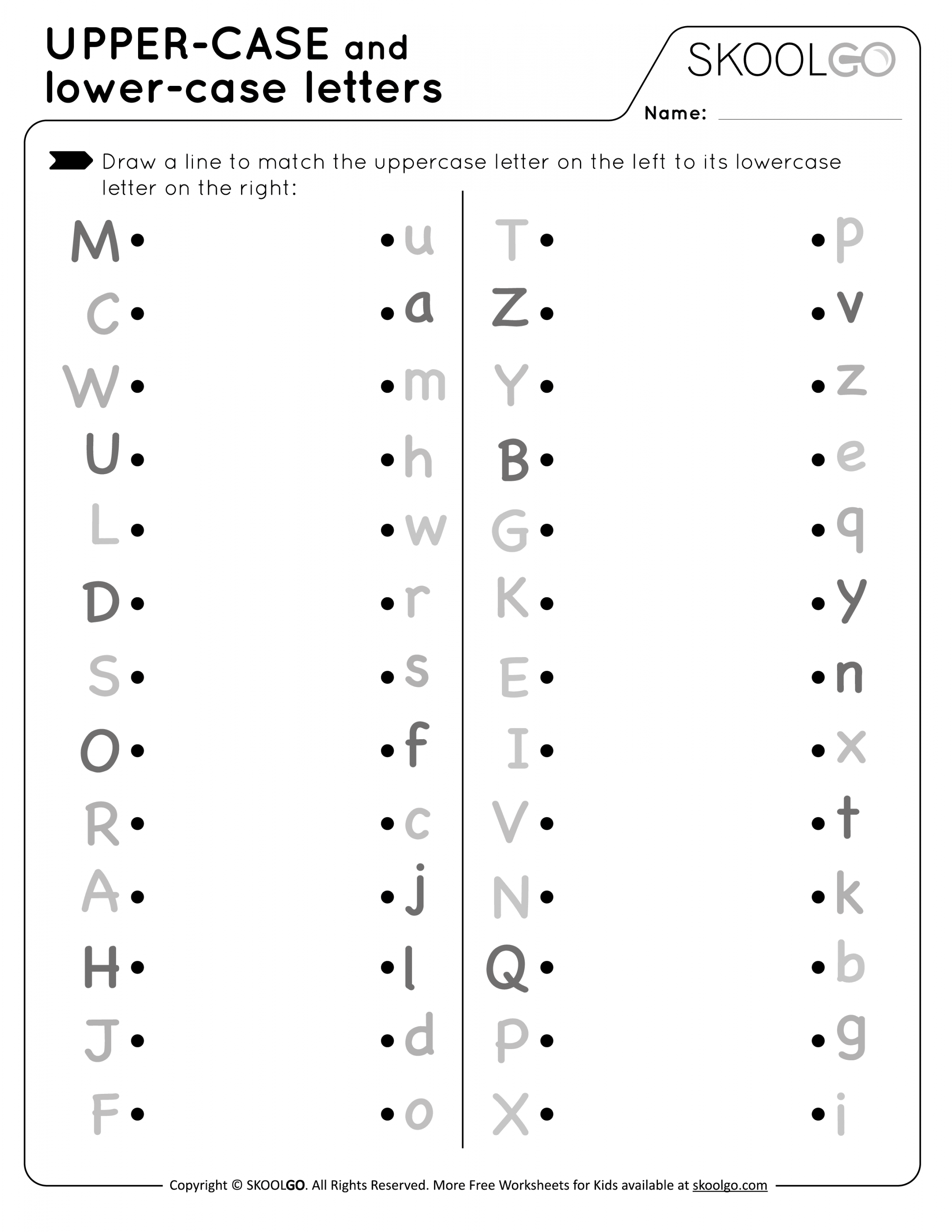 Upper-Case and Lower-Case Letters - Free Worksheet for Kids