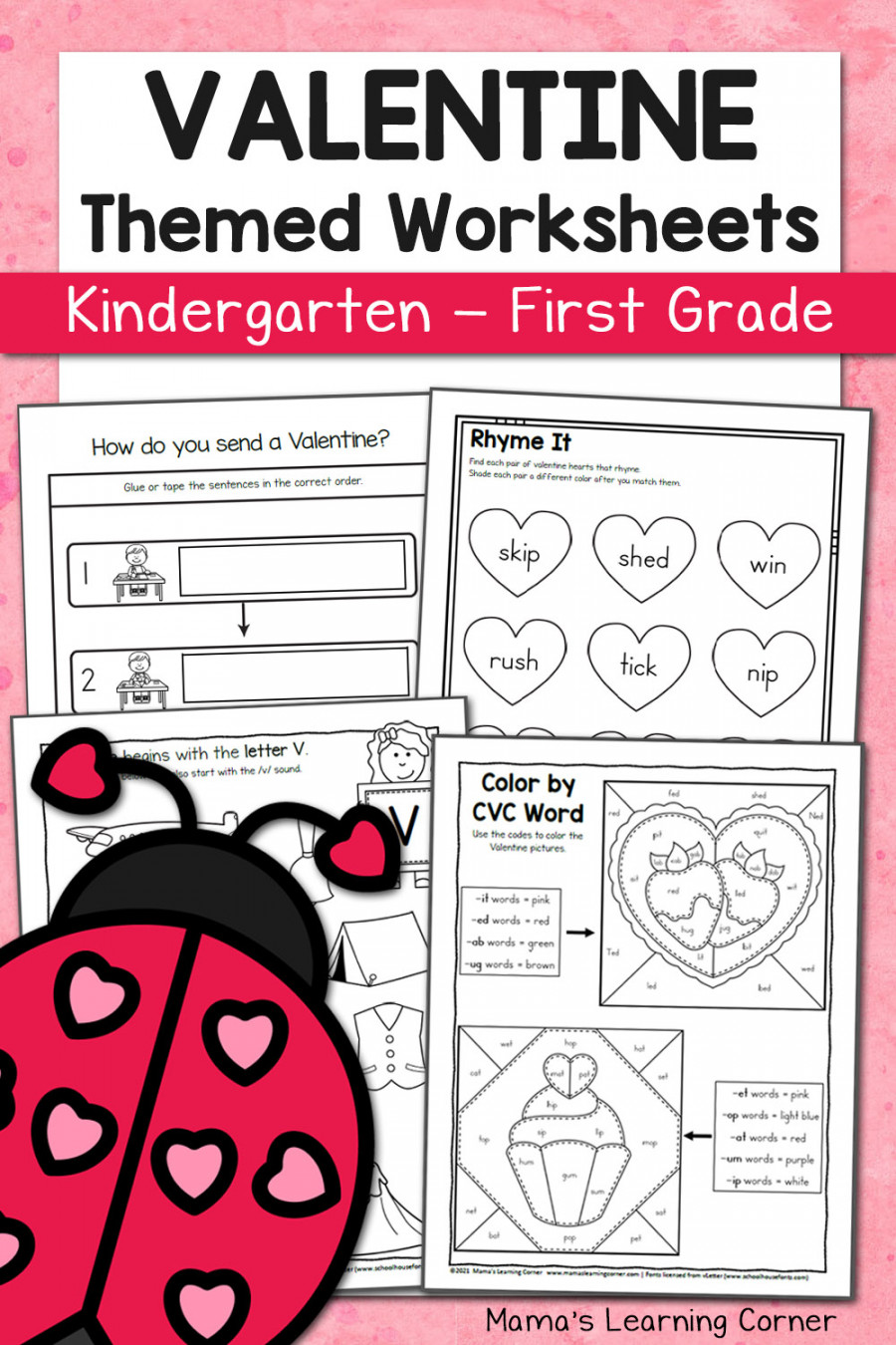 Valentine Worksheets for Kindergarten and First Grade - Mamas