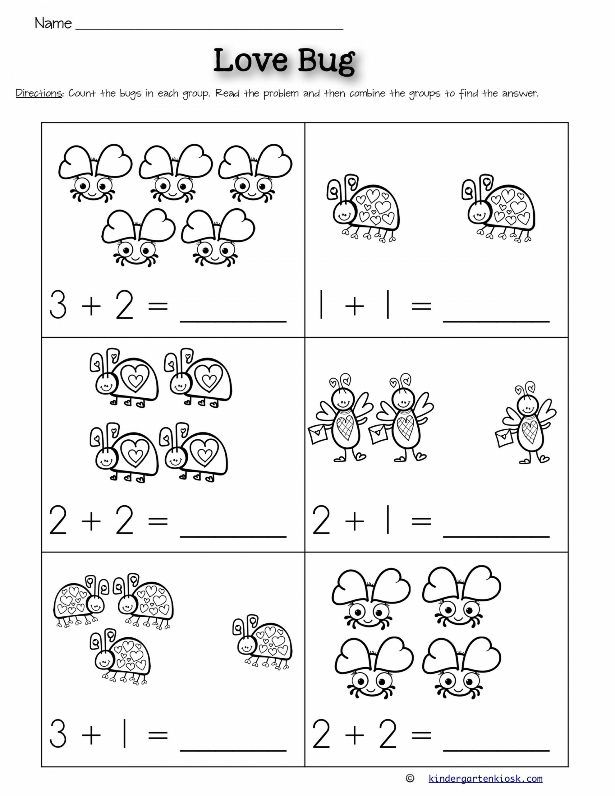 Addition - Worksheets: February — Kindergarten Kiosk