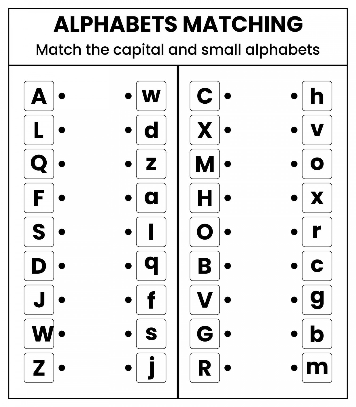 Alphabet Matching Worksheets For Kindergarten Pdf  Letter