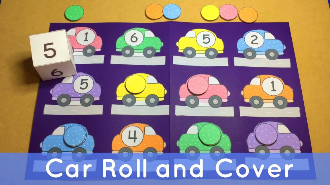 Car Roll and Cover - Preschool File Folder Game For Math Centers