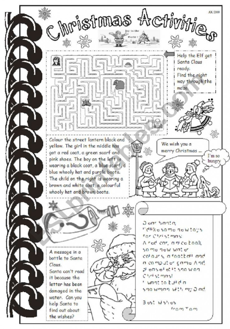 Christmas Activities - ESL worksheet by marylin