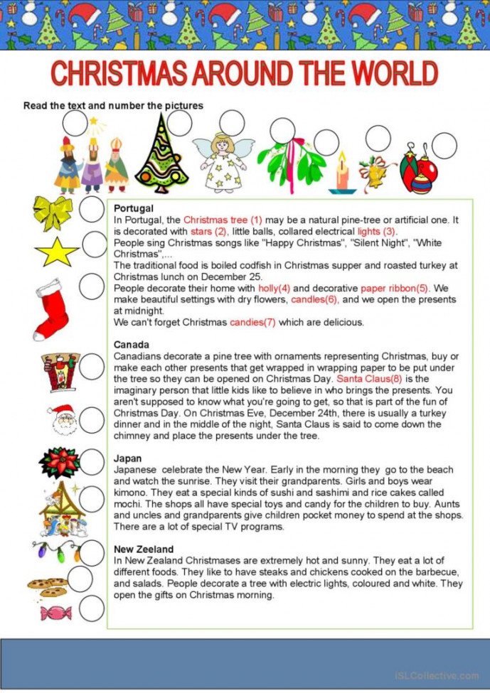 Christmas around the world reading f: English ESL worksheets pdf