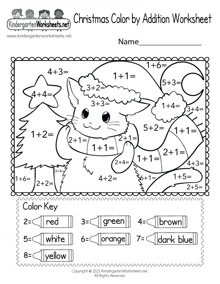 Christmas Color by Addition Worksheet - Free Printable, Digital, & PDF