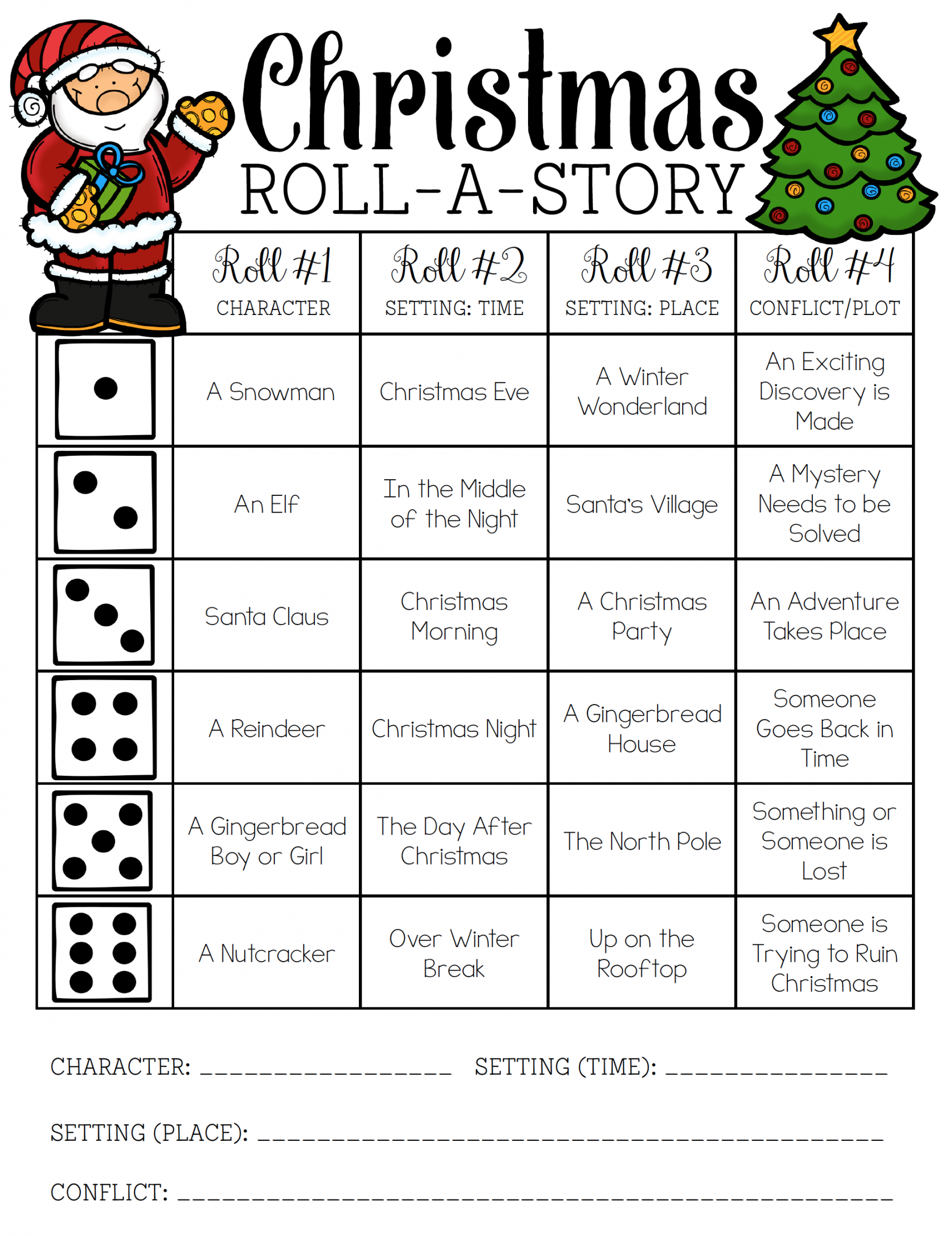 Christmas Roll-a-Story FREEBIE!! You can easily modify for use in