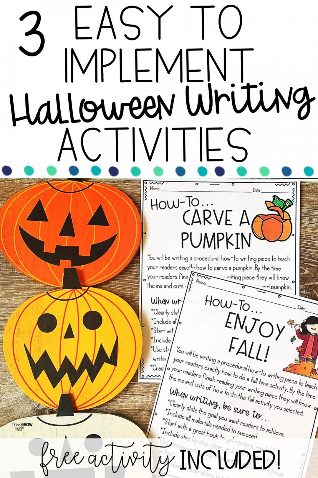 Easy Halloween Writing Activities for Upper Elementary - Think