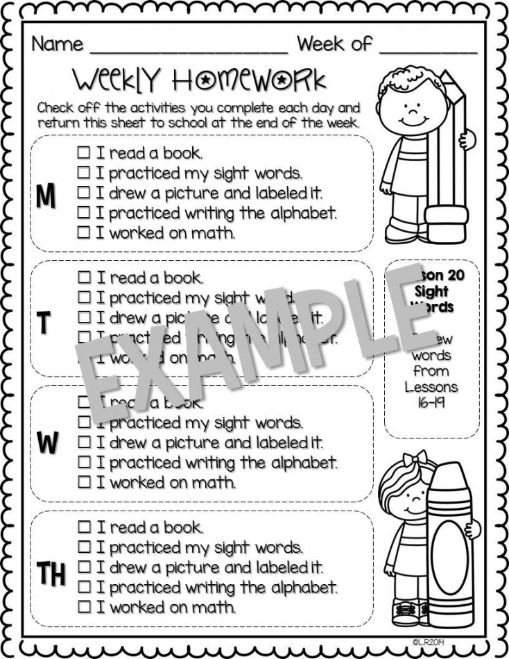 Editable Weekly Homework Checklists {Compatible With Kindergarten