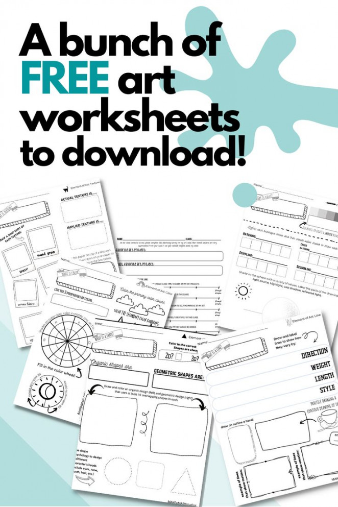 Free art worksheets!  High school art lessons, Art lessons middle