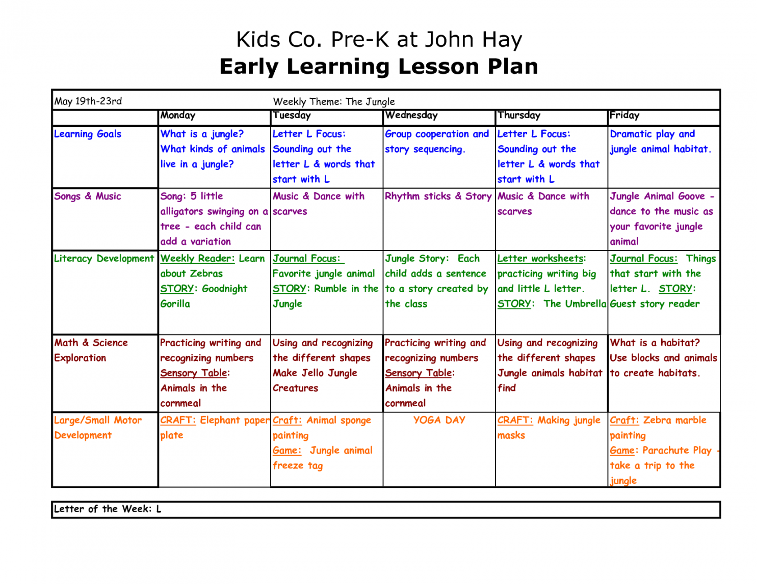 Free Printable Pre K Lesson Plan Template - Printable Templates Free