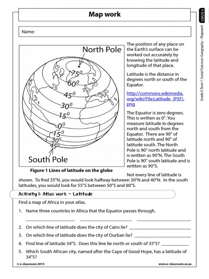 Grade  Geography Wsheet   PDF  Longitude  Latitude