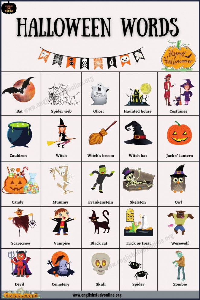 Halloween Words:  Interesting Halloween Vocabulary Words