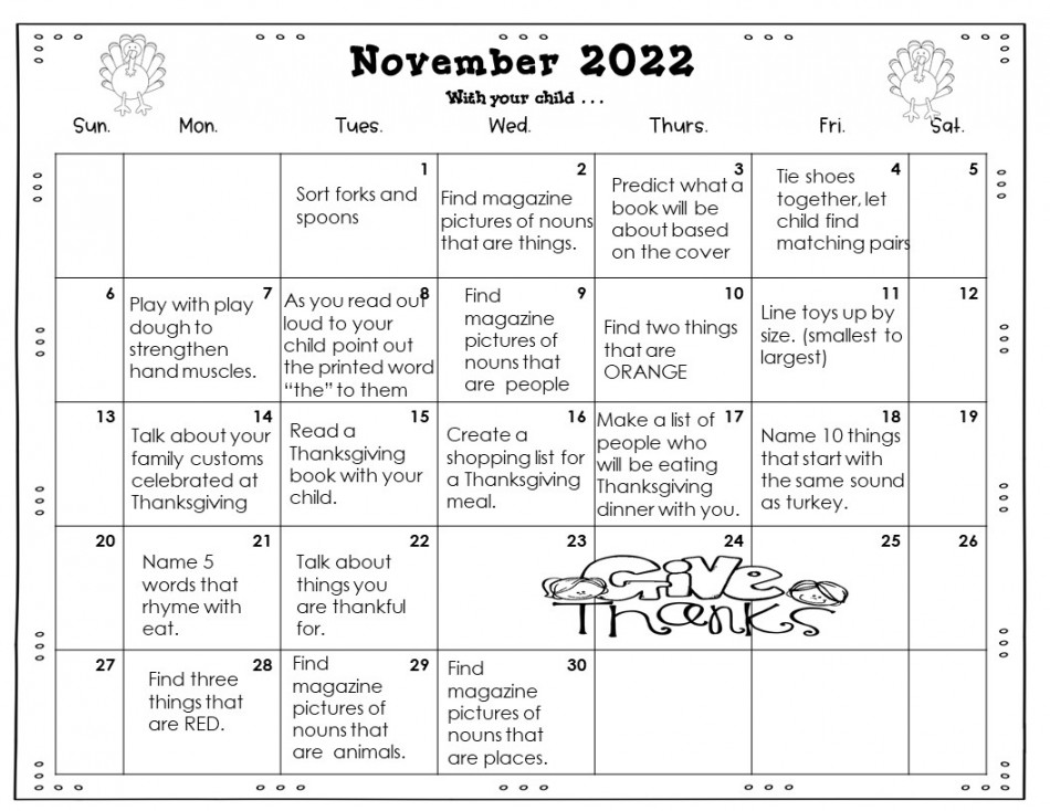 Homework Calendar Editable November  PK K Free  Made By Teachers