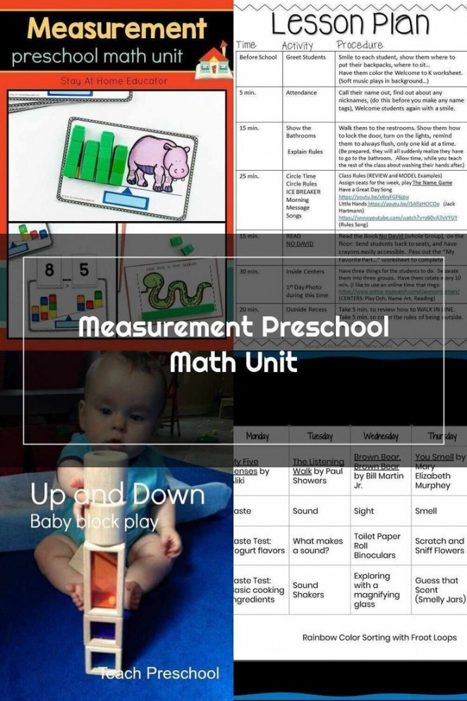 Infant Lesson Plans Measurement Preschool Math Unit  Preschool