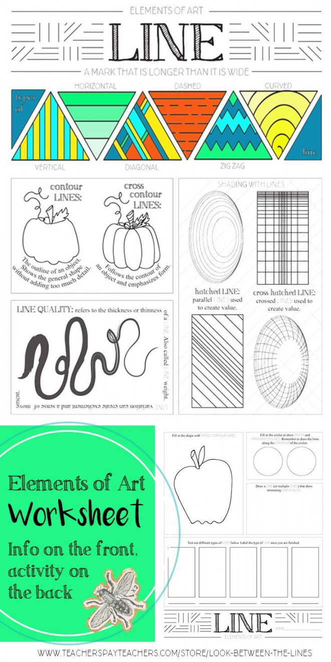 Line, Elements of Art Printable Worksheet: Elementary, Middle