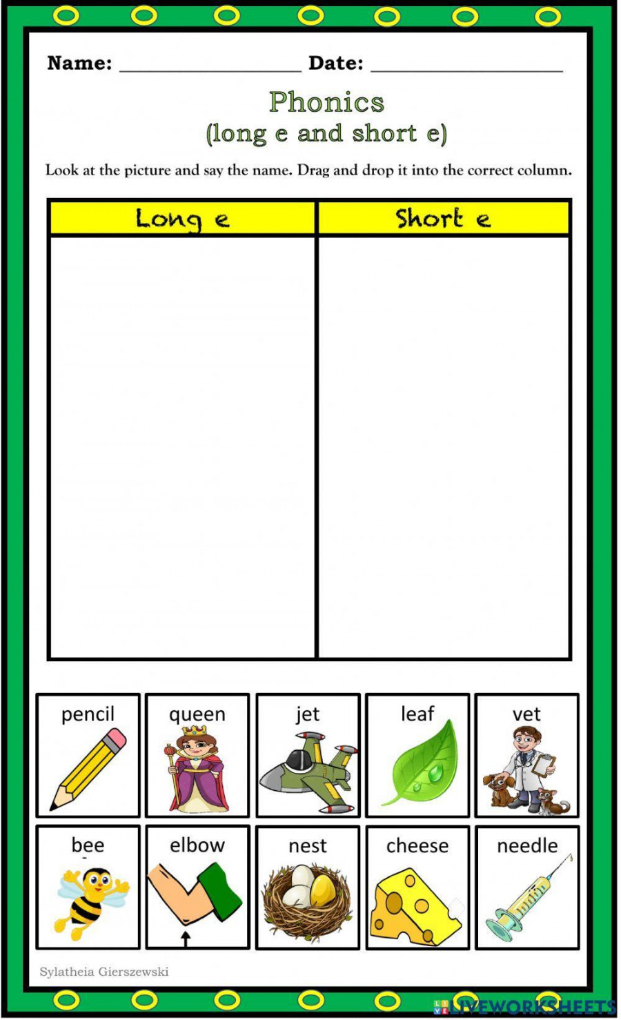 Long and Short E interactive worksheet  Live Worksheets