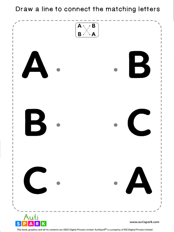 Match Uppercase Letters # - Free Matching Worksheet - AutiSpark