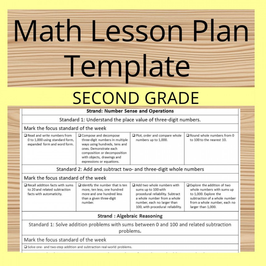 Math Lesson Plan Template Second Grade  Made By Teachers