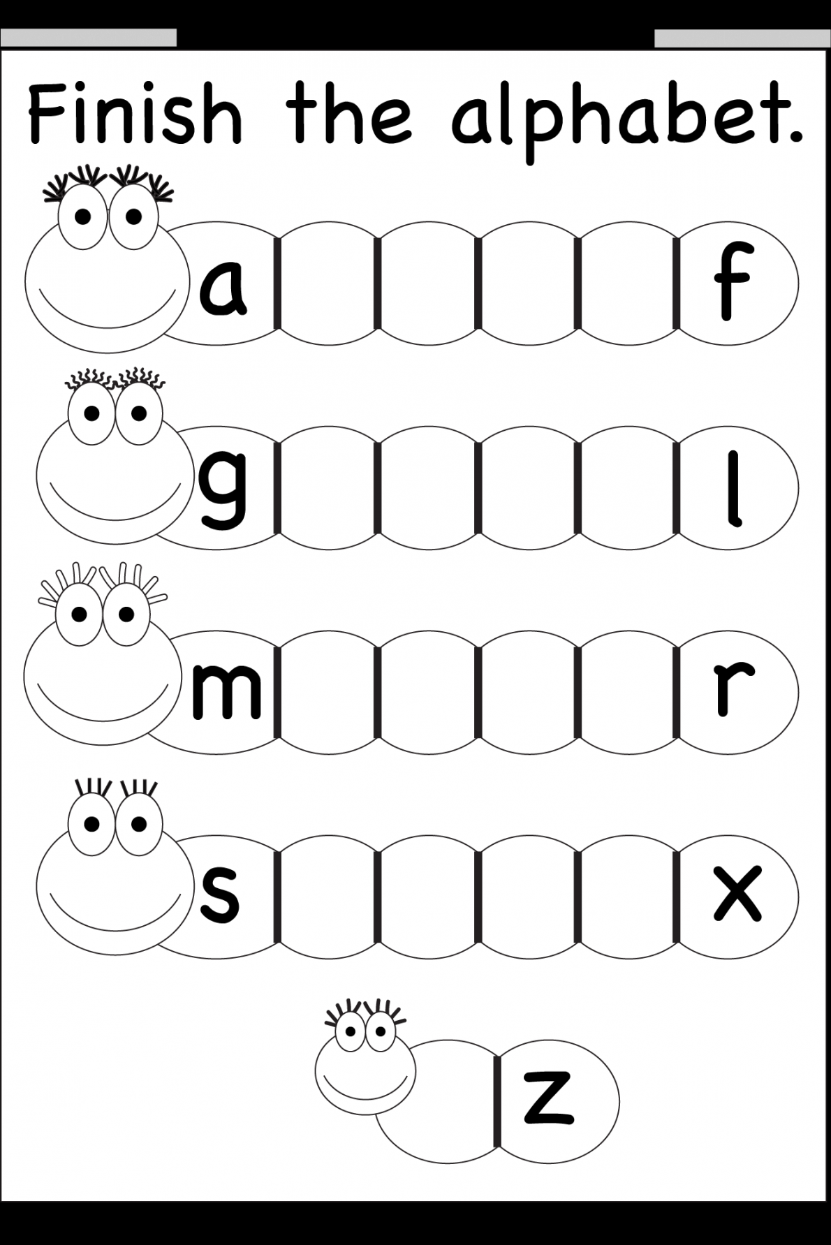 Missing Lowercase Letters – Missing Small Letters – Worksheet