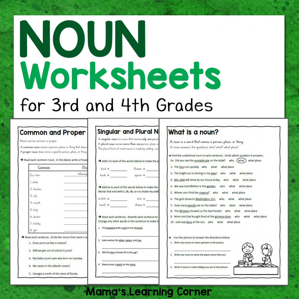 Noun Worksheets for rd and th Grades - Mamas Learning Corner