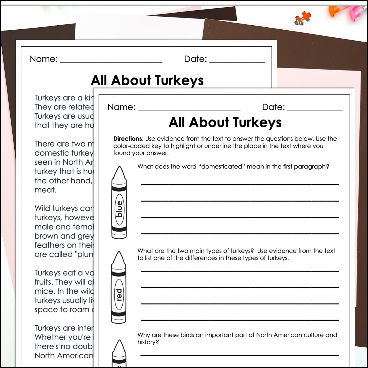 November Math and Reading Packet  th Grade Thanksgiving Activities