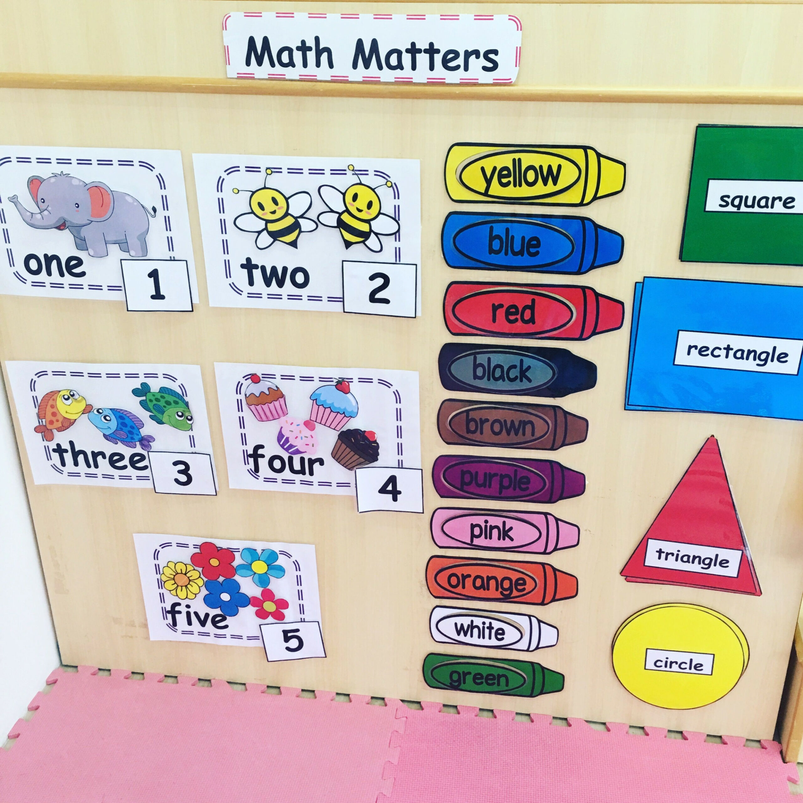 Pre-Nursery Wall Math Corner. Shapes.Colour