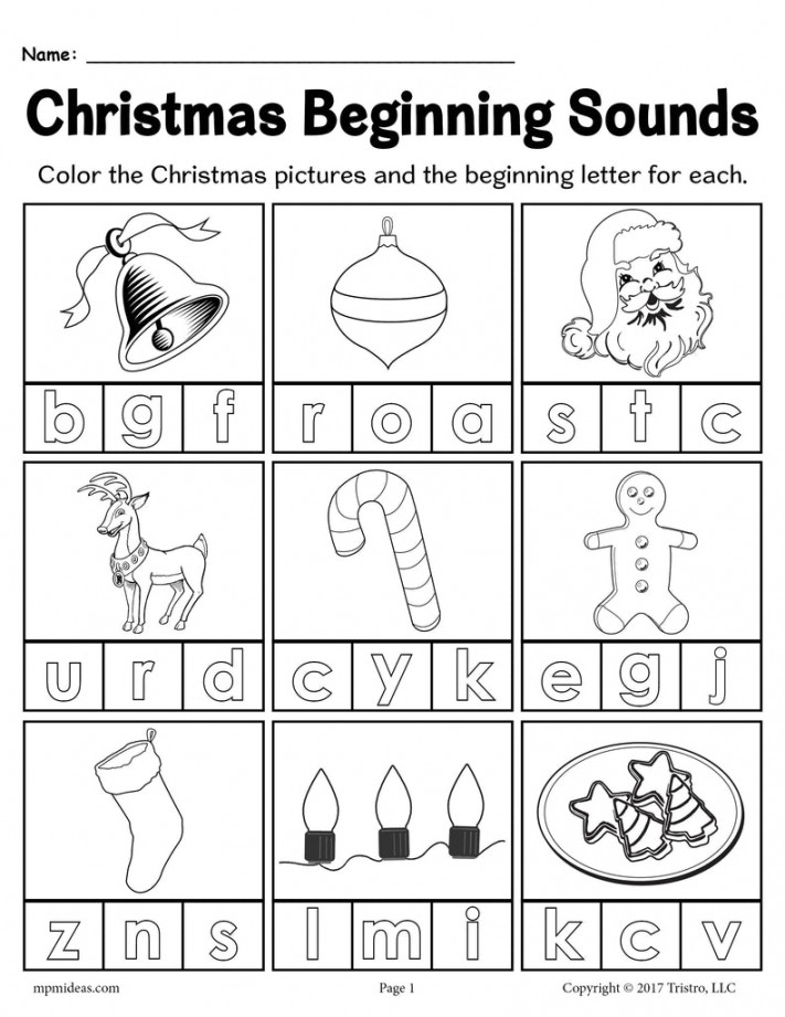 Printable Christmas Beginning Sounds Worksheet! – SupplyMe