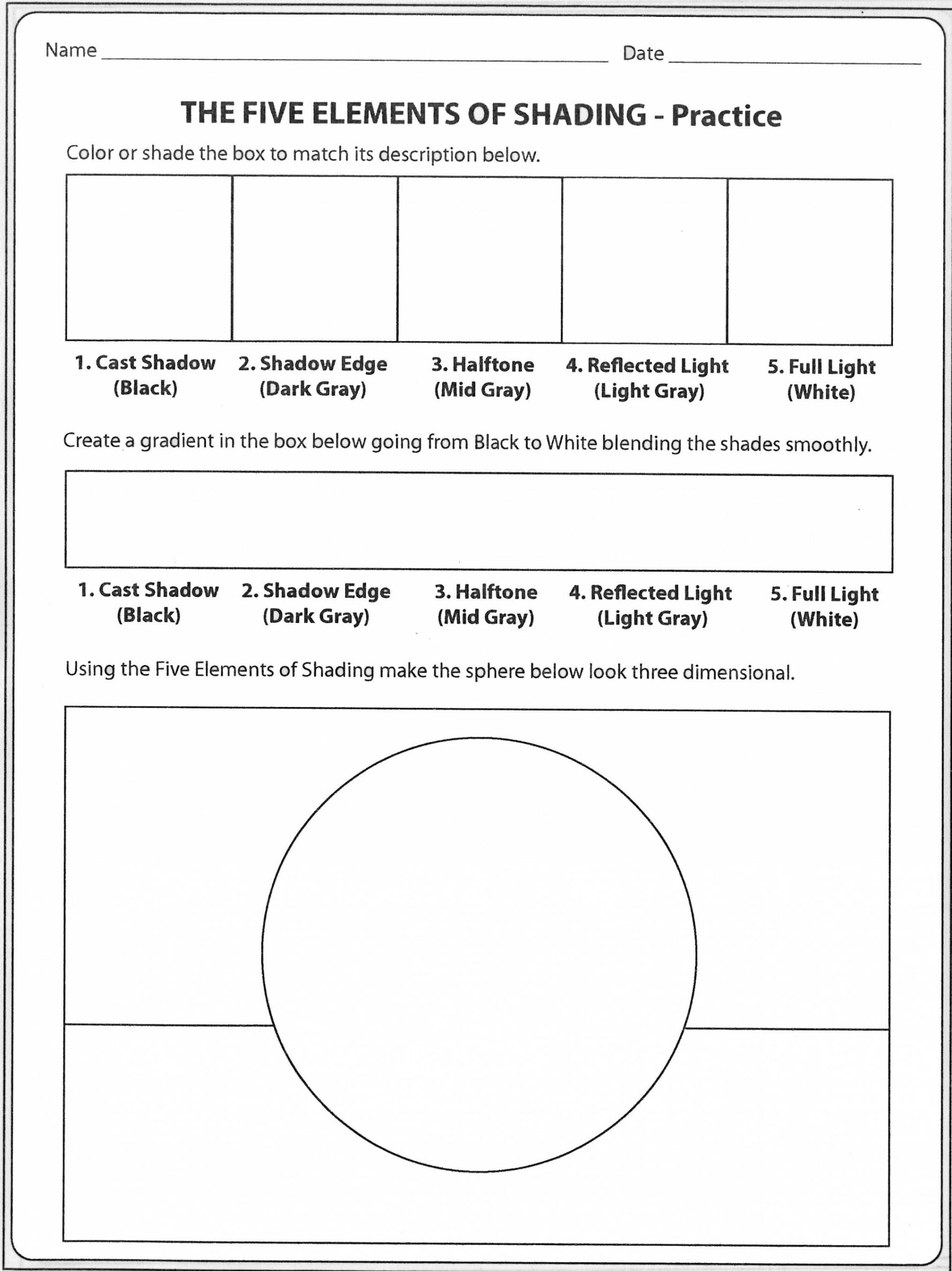 Shading Shapes Worksheet  High school art worksheets, Art