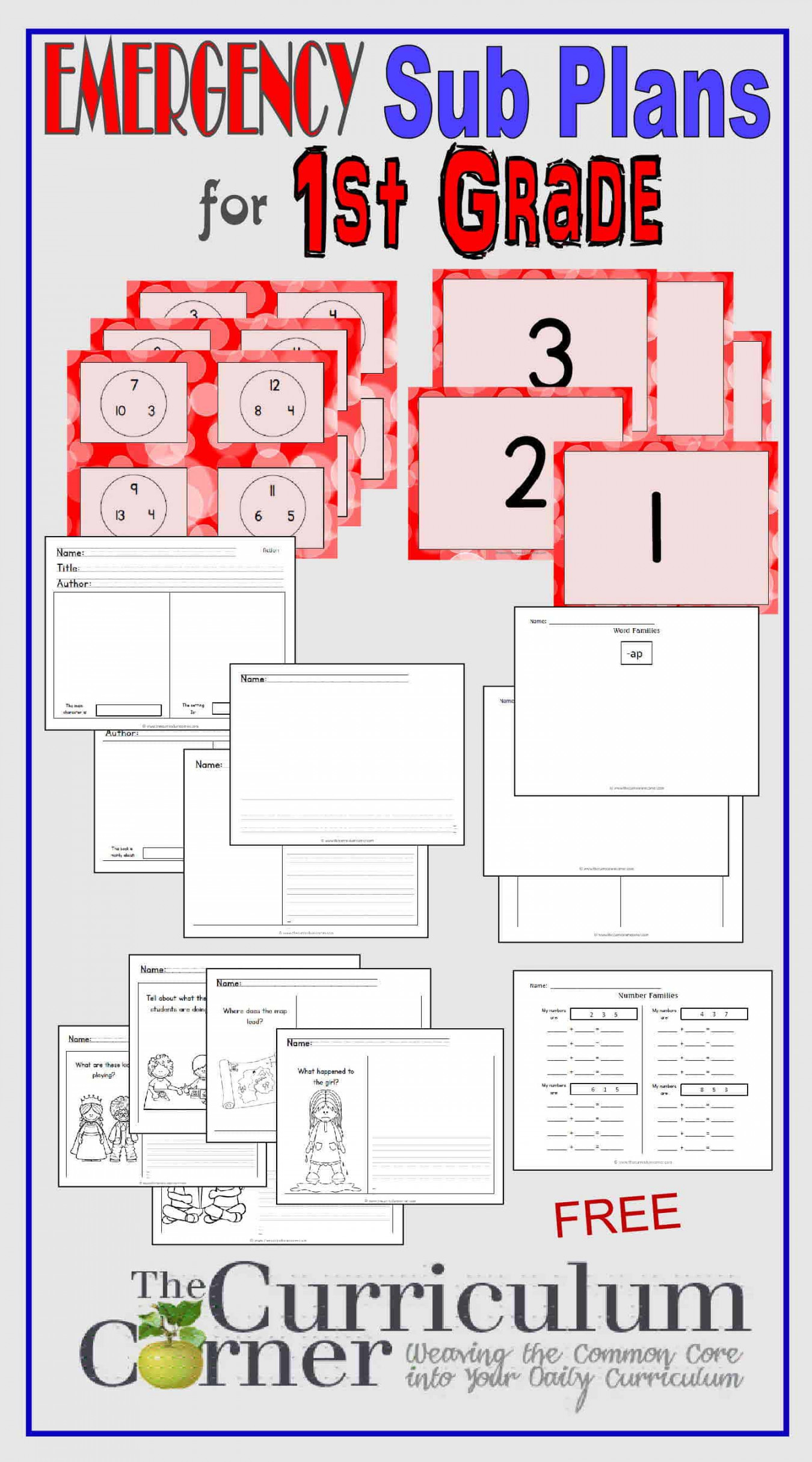 st Grade Emergency Sub Plans - Set  - The Curriculum Corner 23