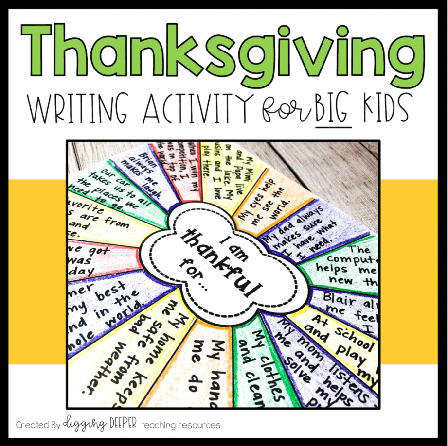 Thanksgiving Writing Activity for Big Kids -