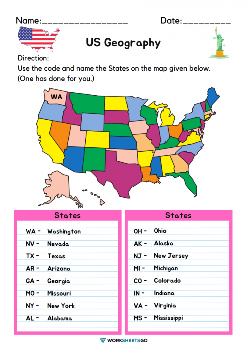 US Geography Worksheets  WorksheetsGO