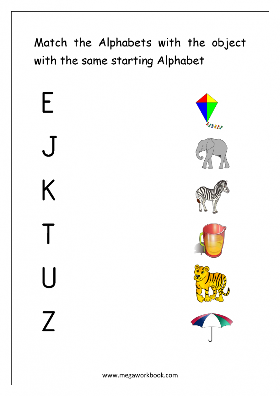 Worksheet - Match Object With The Starting Alphabet (Capital