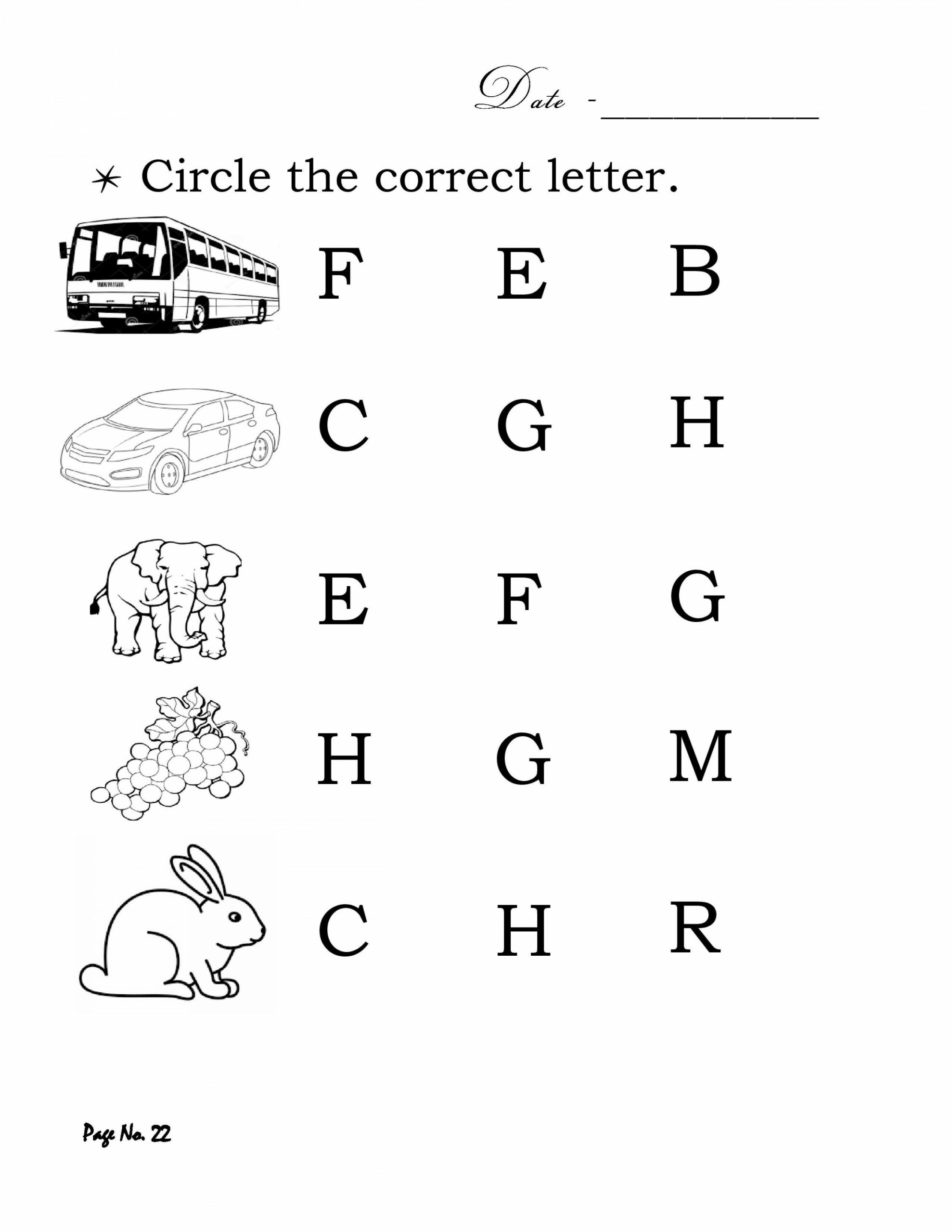 Circle the correct letter  English worksheets for kids, Alphabet