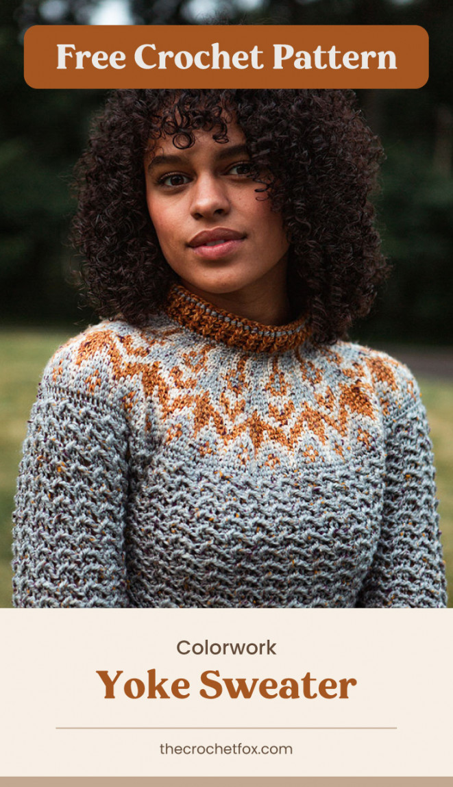 Colorwork Yoke Sweater [FREE Crochet Pattern] - TCF