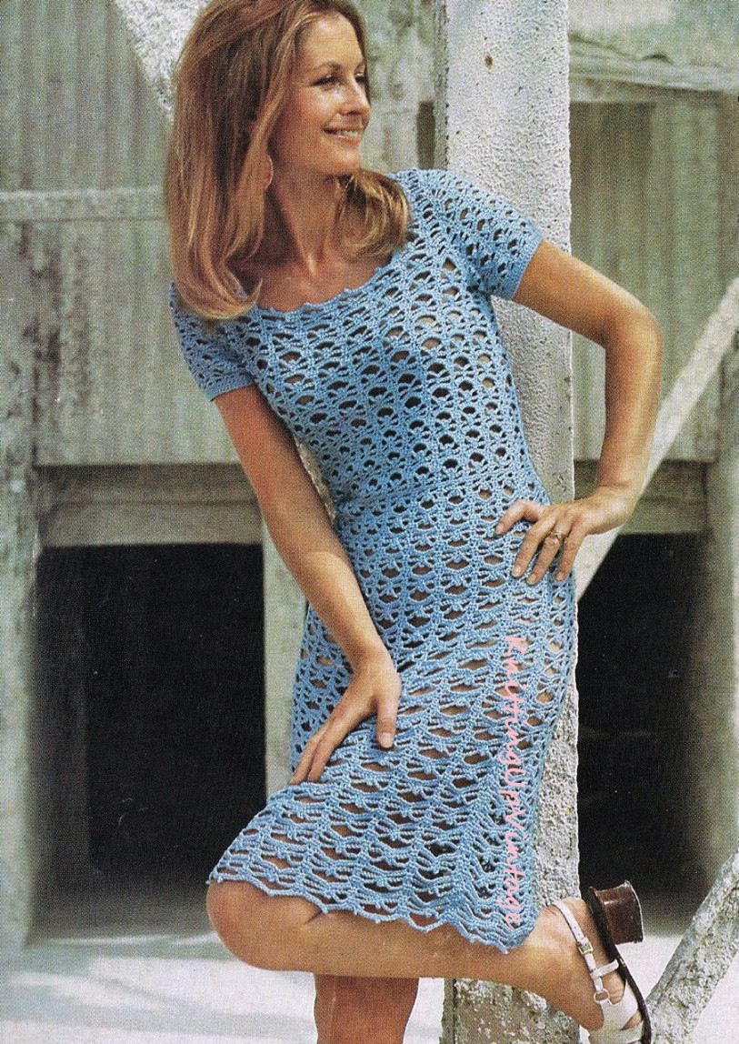 Crochet Pattern Womens Lacy Vintage Summer Dress pdf