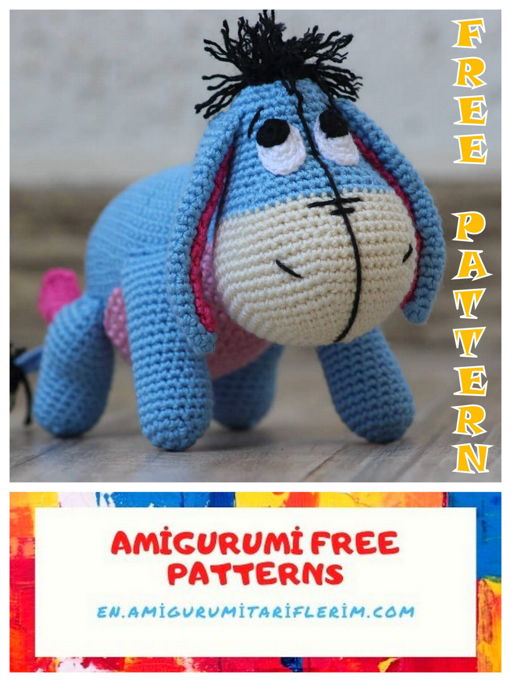 Donkey Eeyore Amigurumi Free Crochet Pattern – En