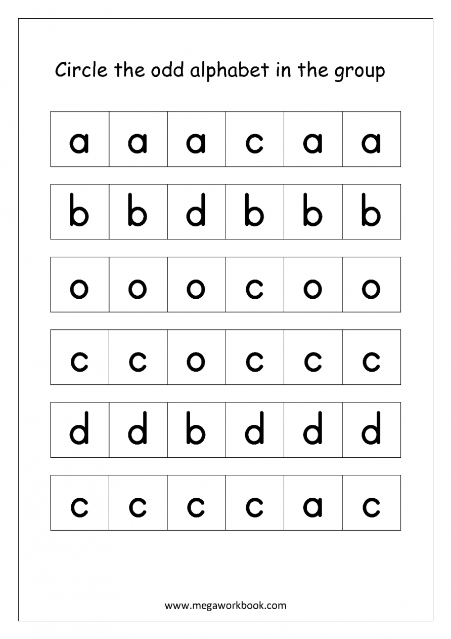 English Worksheet - Confusing Alphabets (Circle The Odd One Out