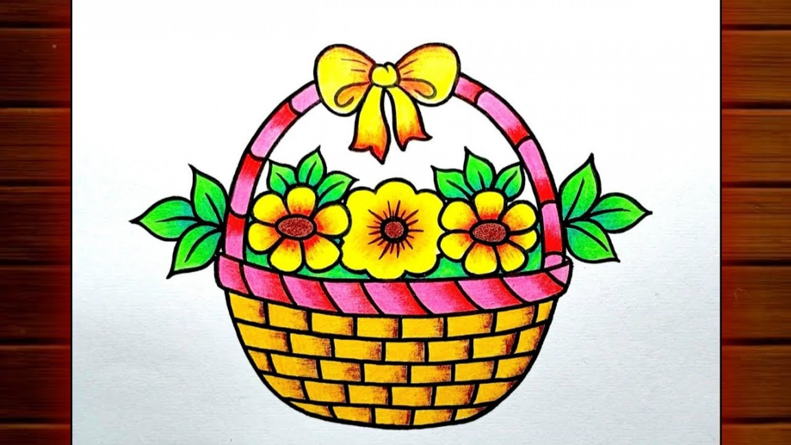 Flower Basket Drawing  How to Draw Flower Vase Step by Step  Draw  Basket  Creativity Studio.