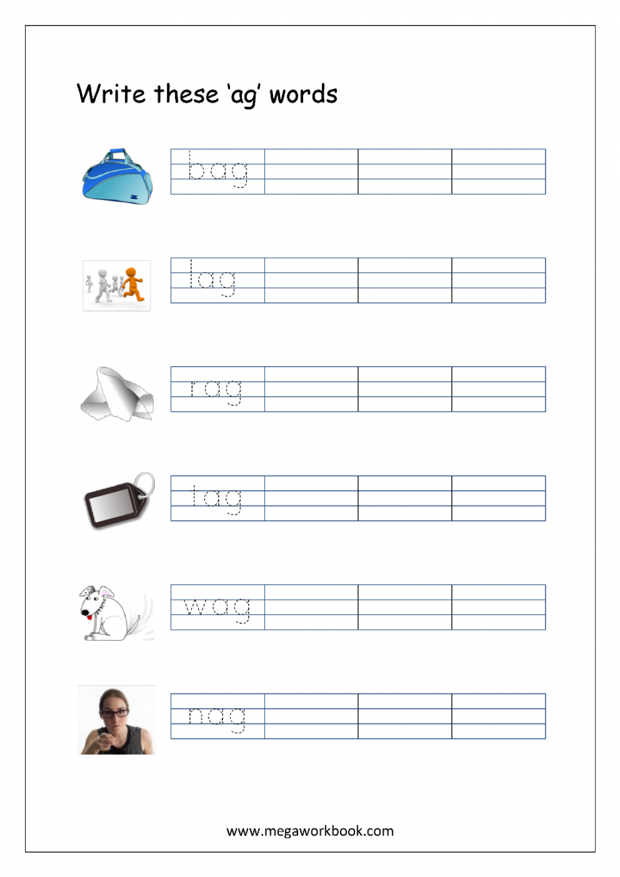 Free Printable CVC Words Writing Worksheets For Kids - Three